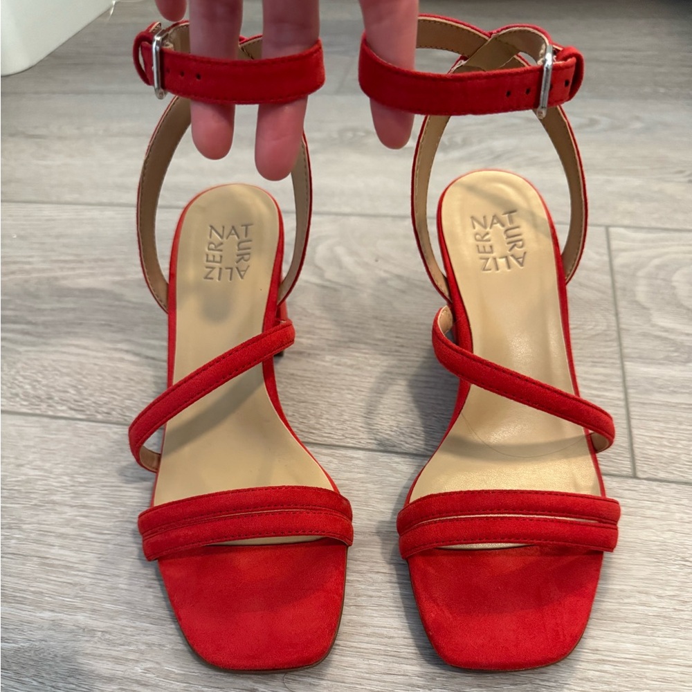 👠 Naturalizer Suede Red Strappy Heels 👠